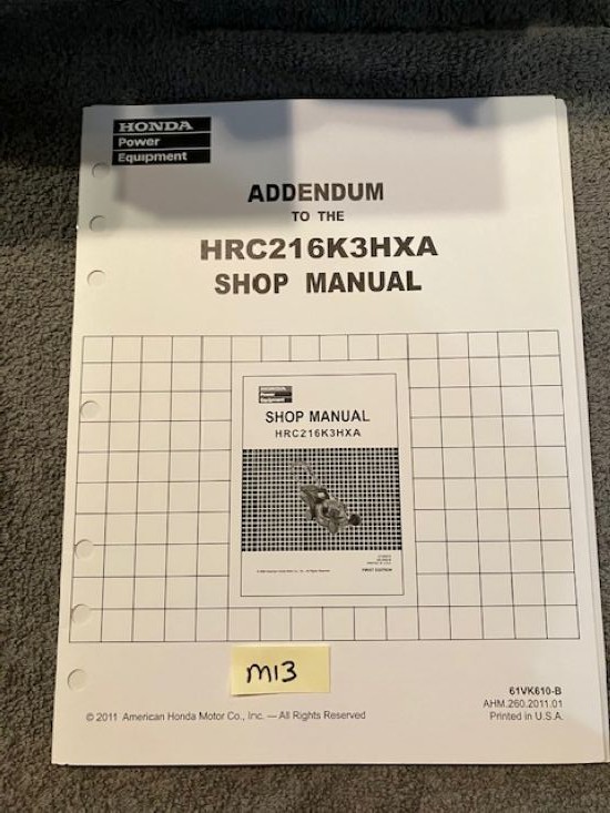 OEM HONDA HRC216K3HXA ROTARY LAWN MOWER SERVICE MANUAL W/SUPPLEMENTALS CW 2008