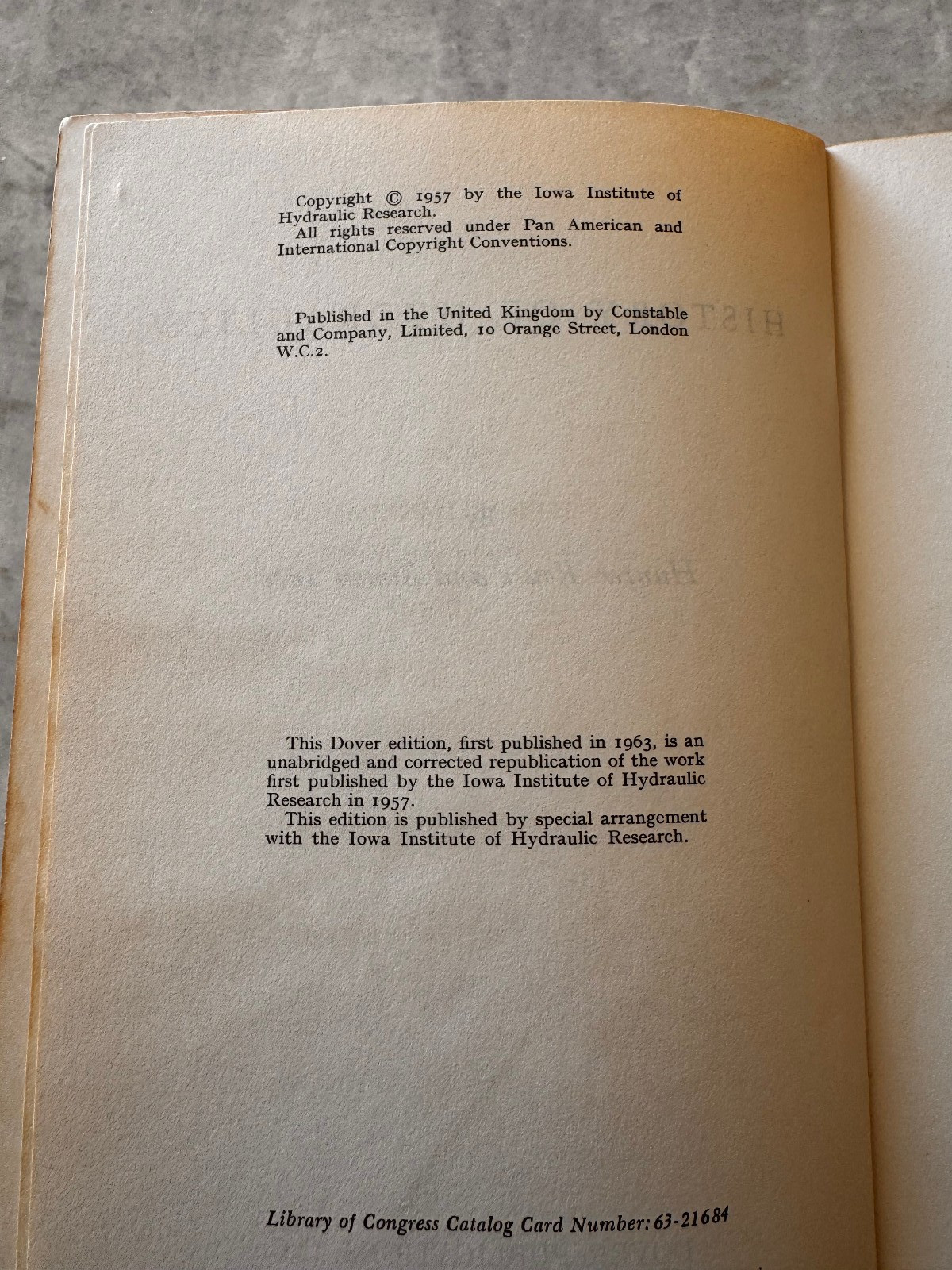 THE HISTORY OF HYDRAULICS BY HUNTER ROUSE AND SIMON INCE