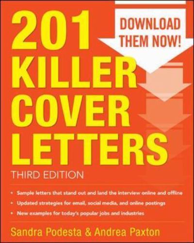 201 Killer Cover Letters Third Edition – 0071831576, paperback, Sandra Podesta