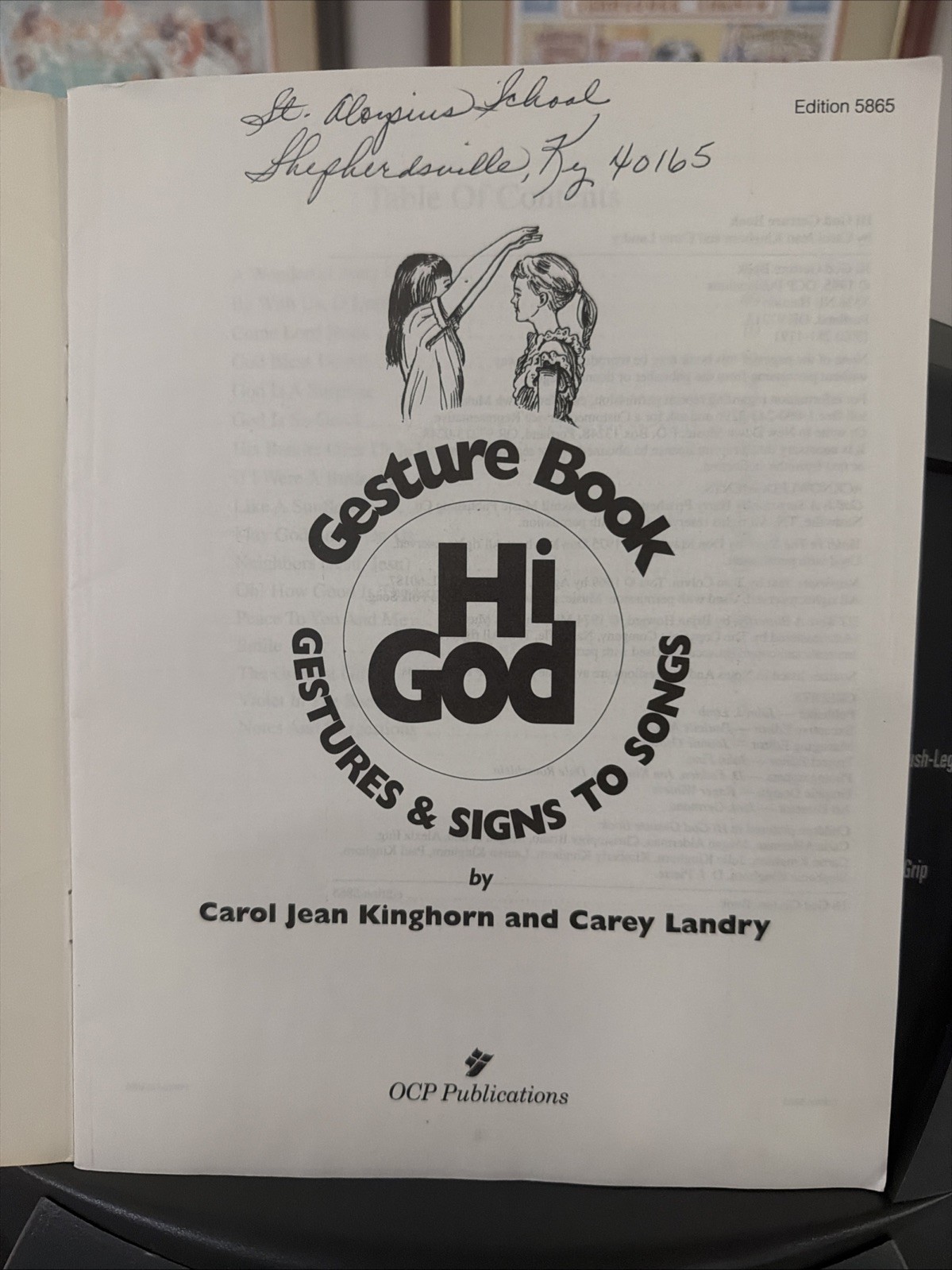 Hi God Gesture Book Carey Landry Carol Jean Longhorn OCP Publications Good Cond