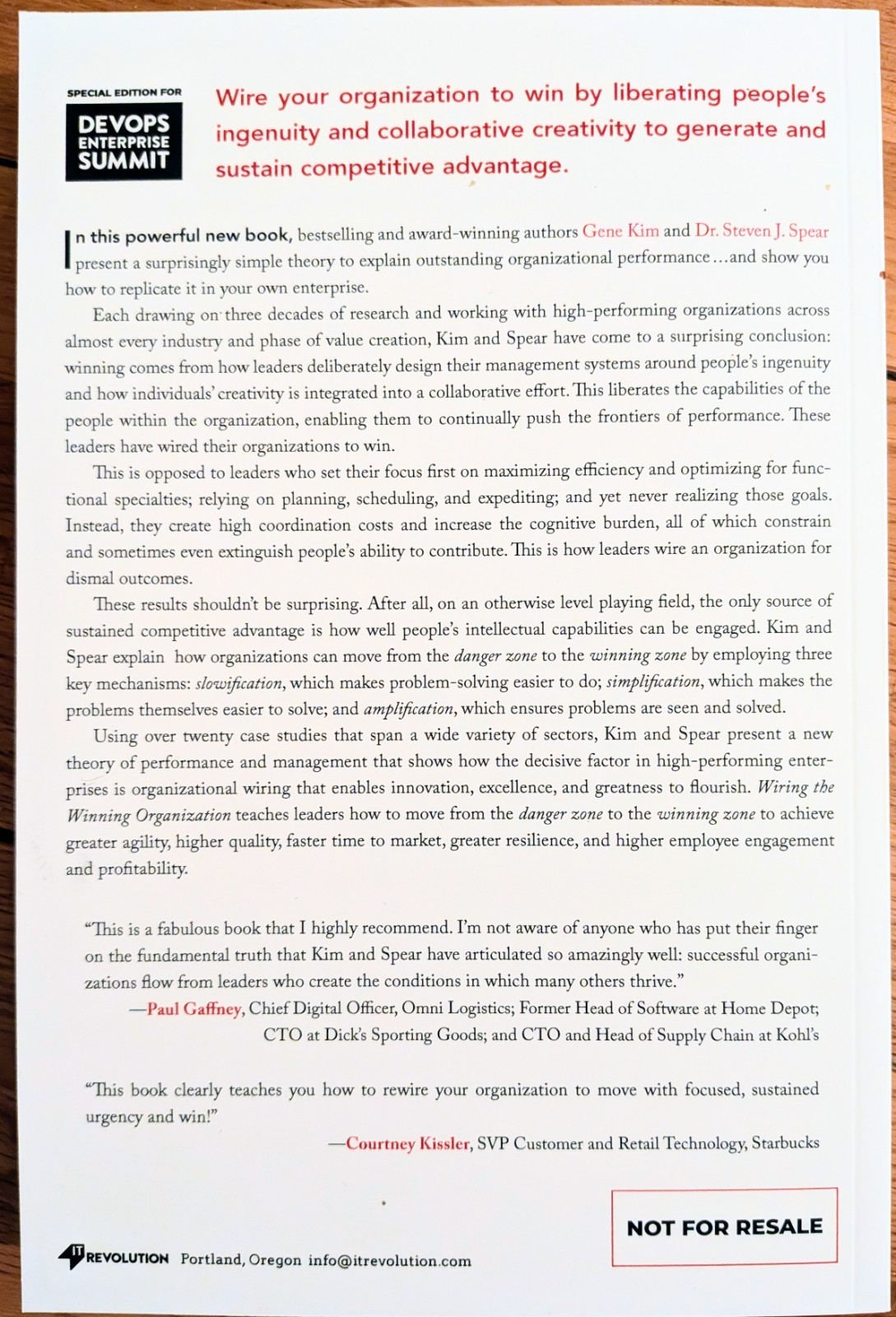 Wiring the Winning Organization SIGNED SPECIAL EDITION DevOps Enterpris Gene Kim
