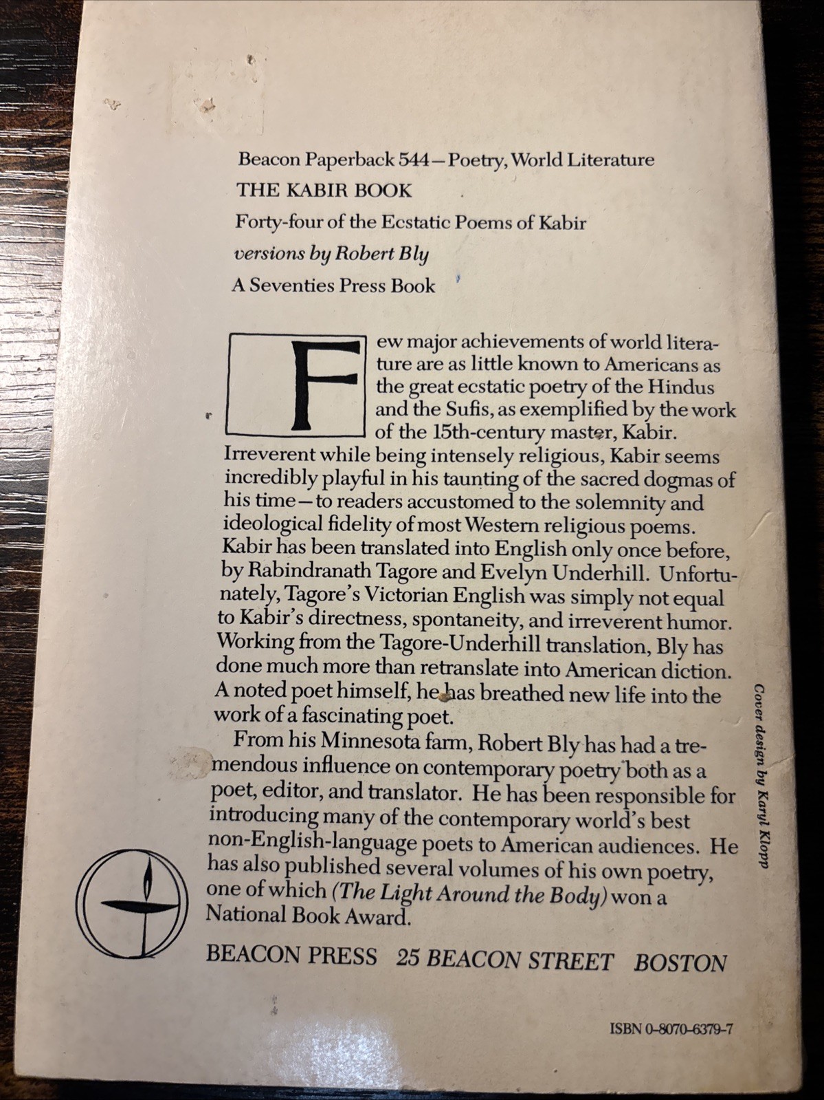 The Kabir Book 44 Of The Ecstatic Poems Of Kabir Versions By Robert Ply 1977