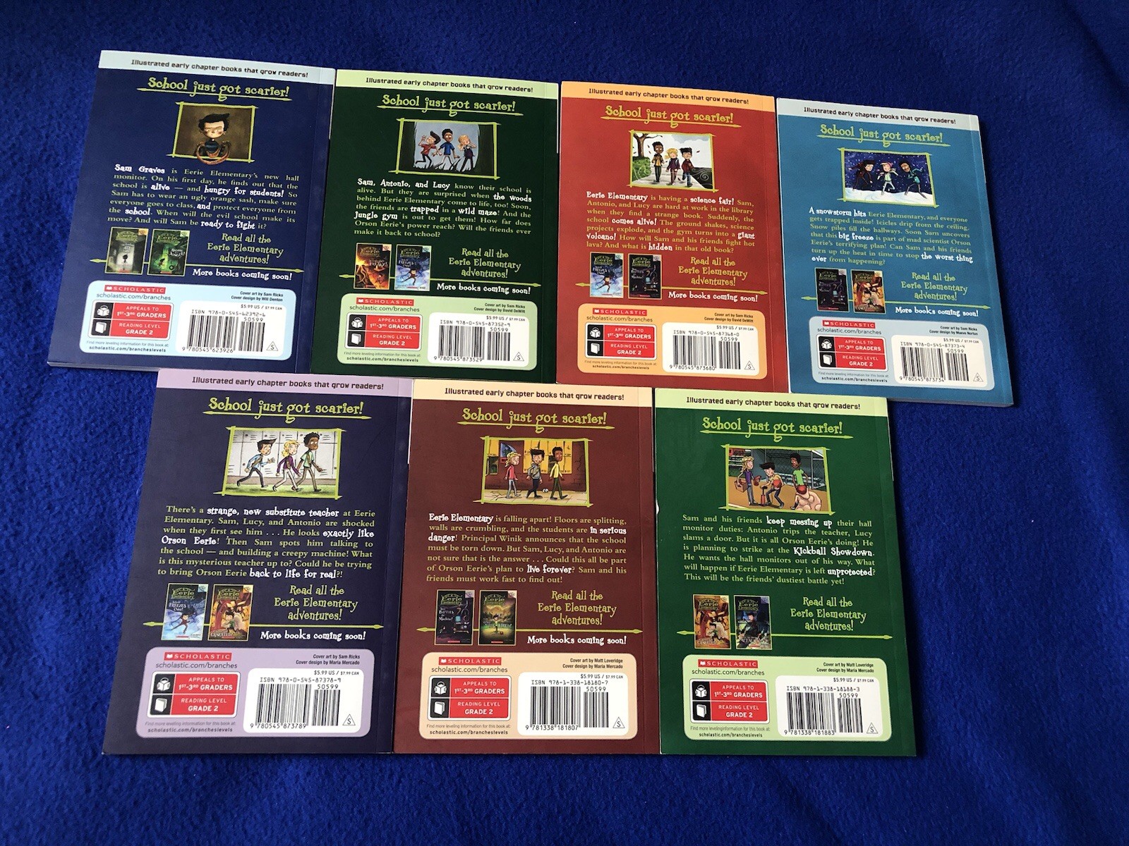Eerie Elementary Lot Of 7 Books Scholastic Branches Jack Chabert #1 -#3-8. No #2