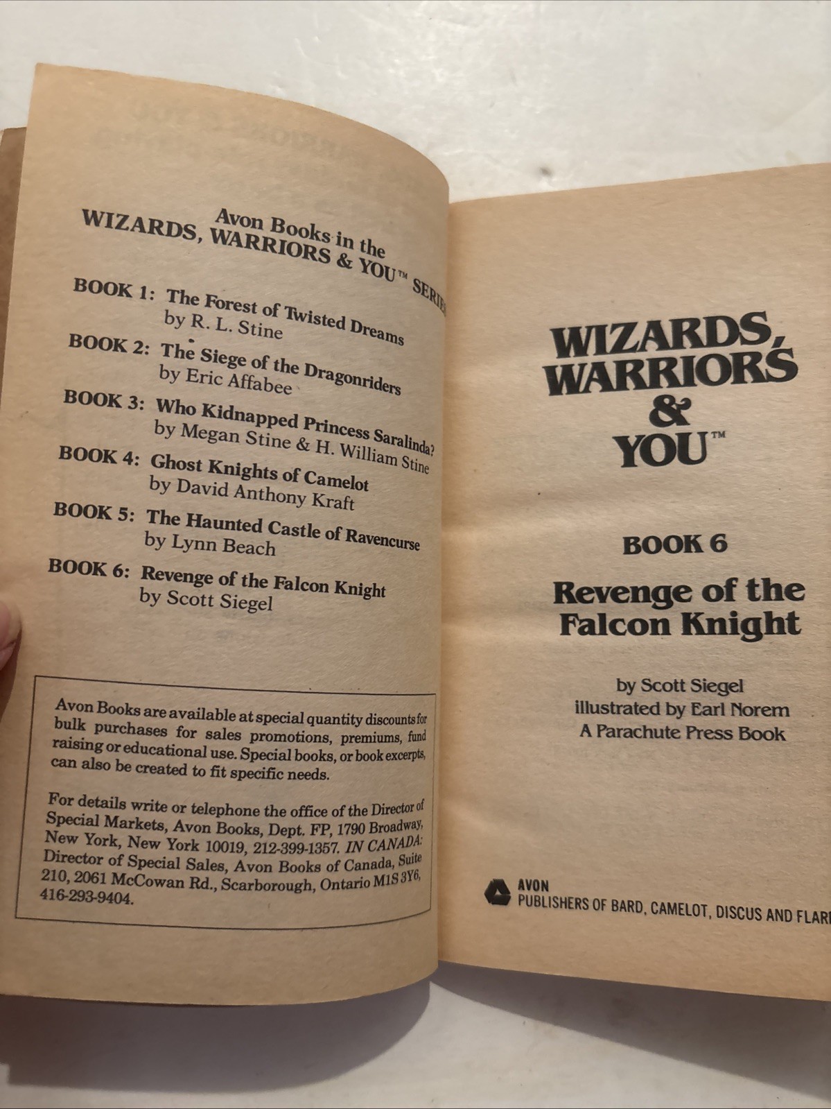 Wizards Warriors & You #6 Revenge of Falcon Knight by Scott Siegel CYOA 1985 1st