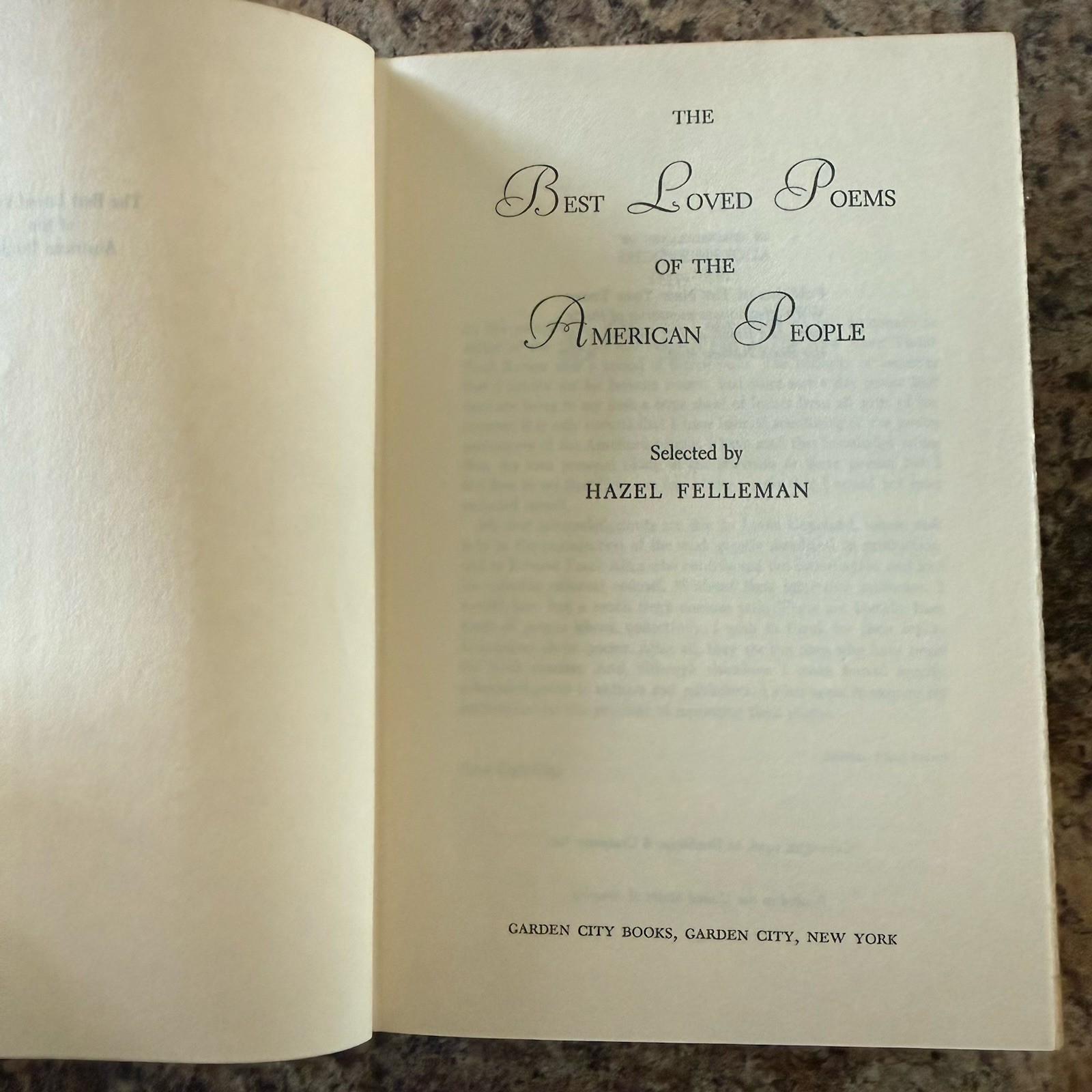 The Best Loved Poems of the American People by Hazel Felleman 1936 HCDJ