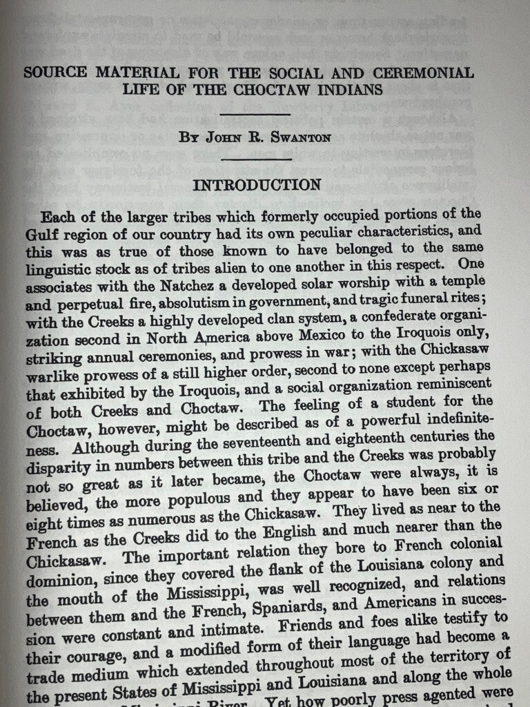 The Social and Ceremonial Life of the Choctaw Indians NOS New Old Stock