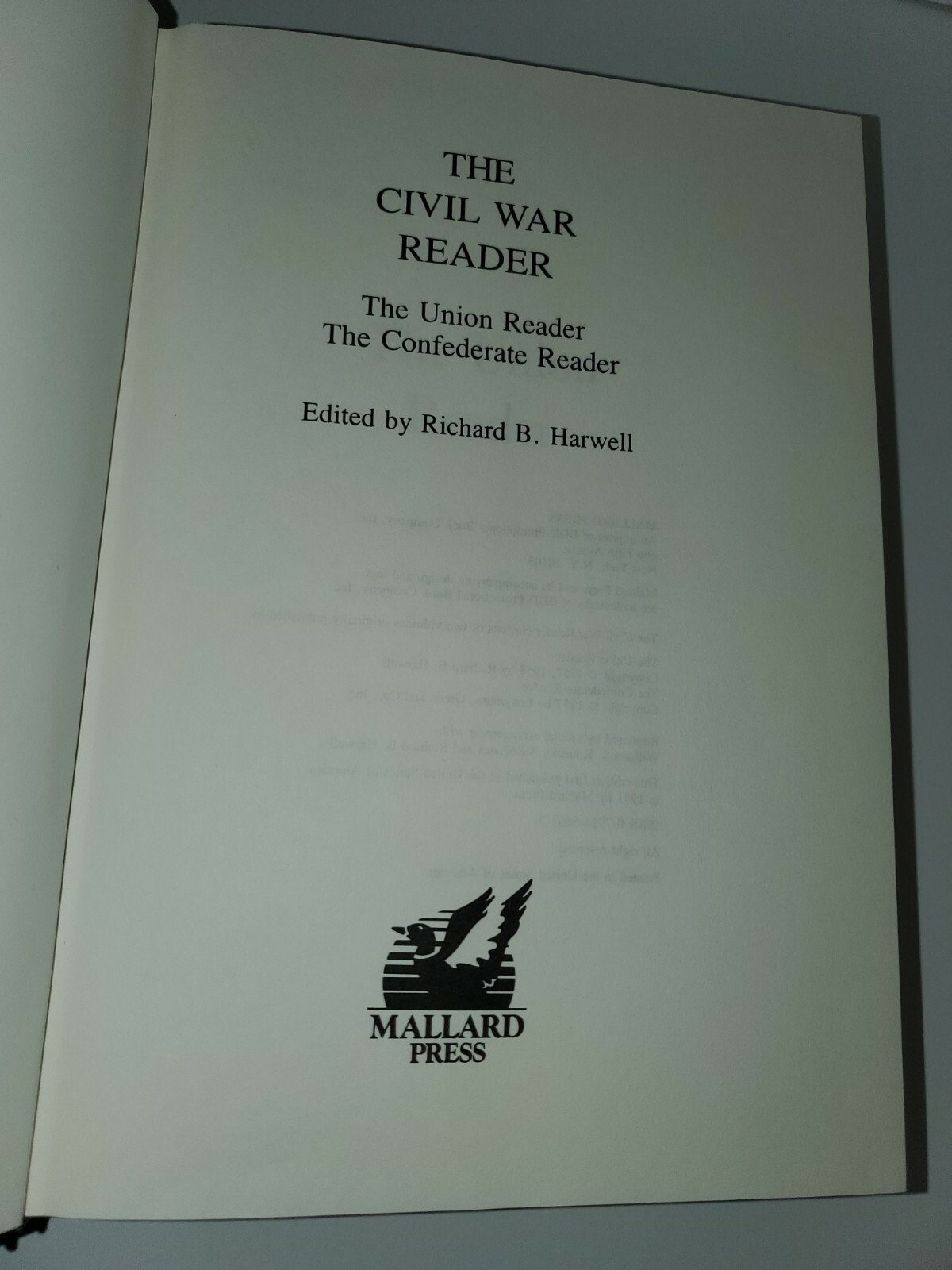 The Civil War Reader By Richard B. Harwell