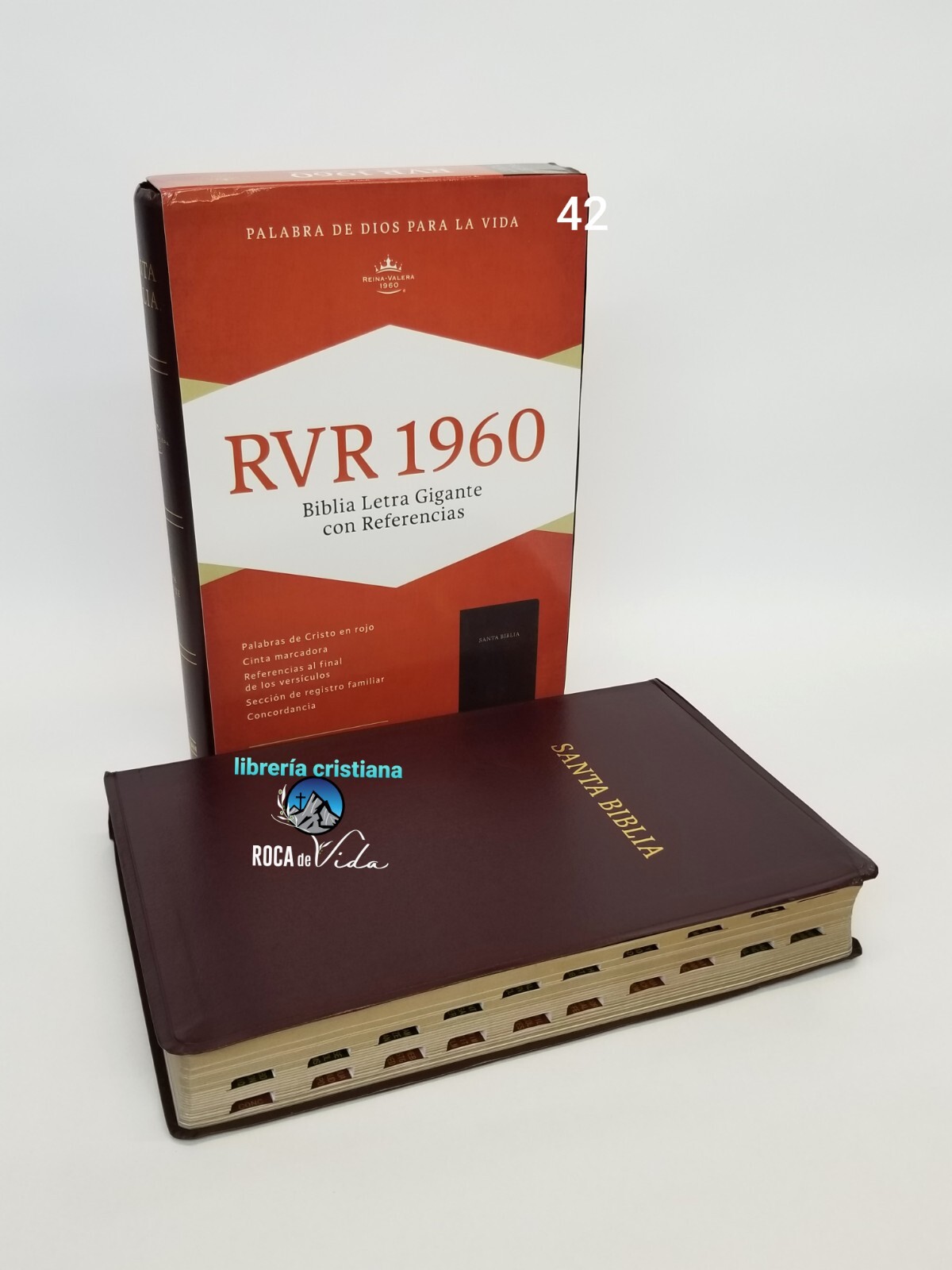 RVR 1960 Biblia Letra Gigante con Referencias, Borgoña Imitación Piel Con índice