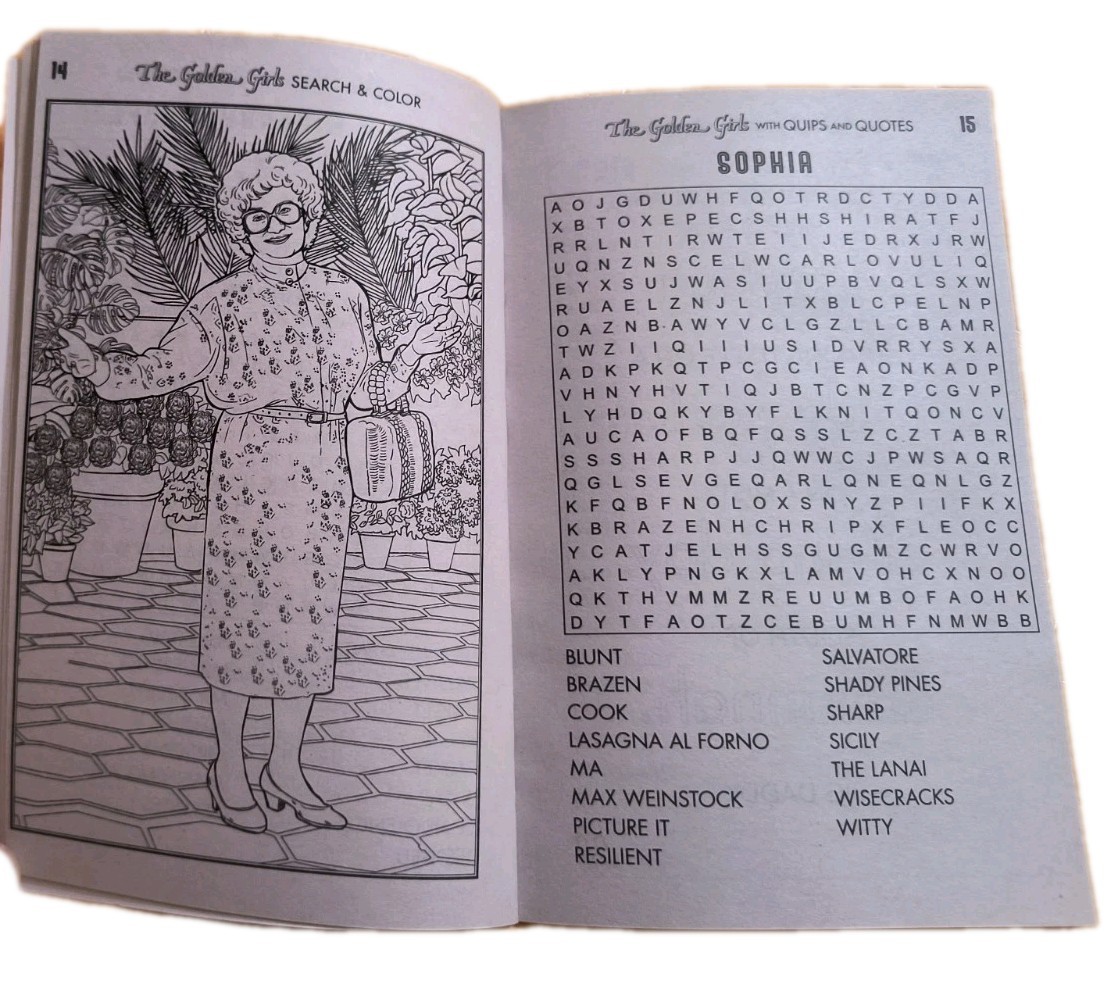The Golden Girls (25) Word Search, Quips, Quotes and Coloring Book 🆕🆓 Shipping