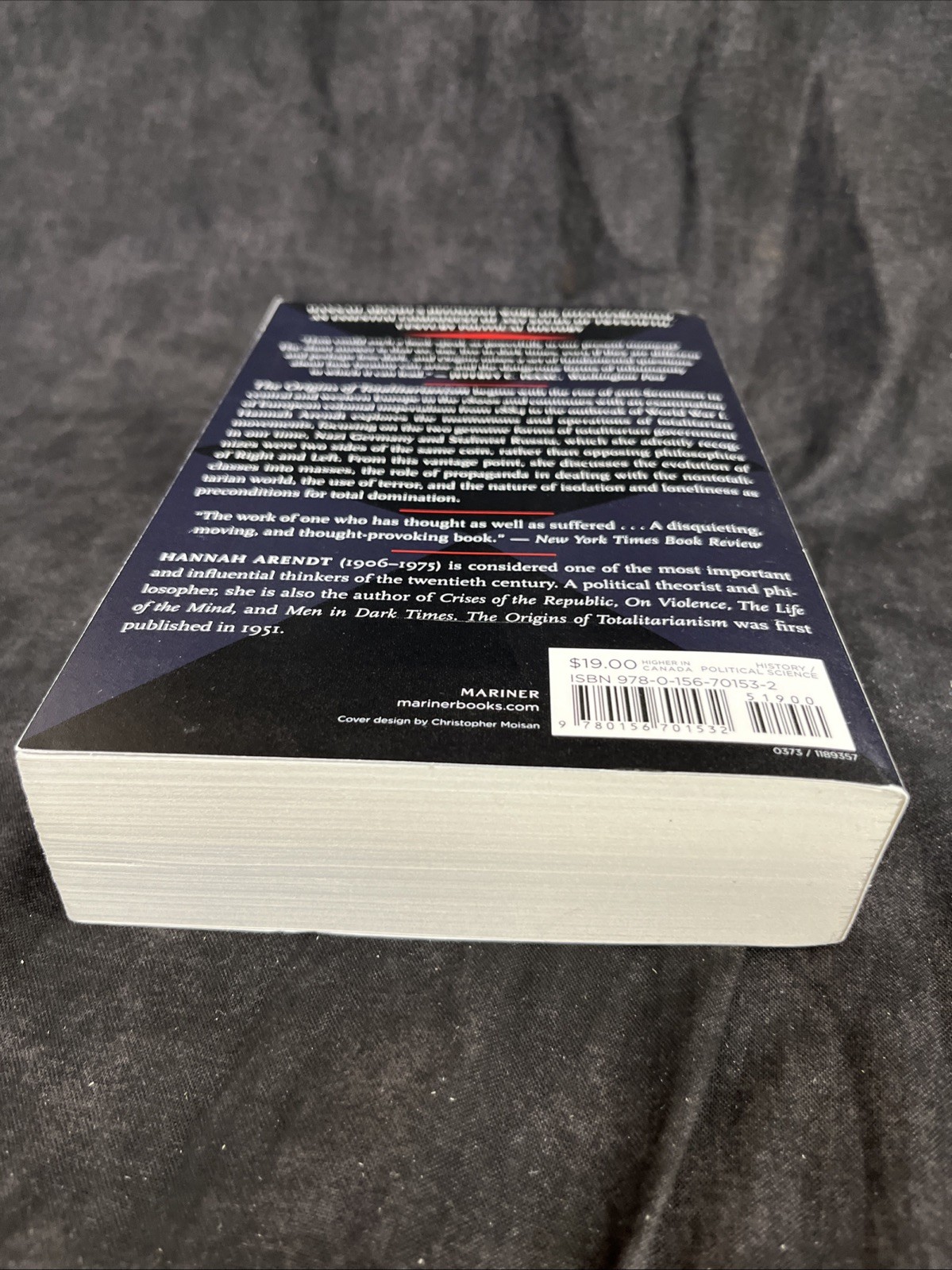 “The Origins of Totalitarianism” by Hannah Arendt (1985,Trade Paperback)
