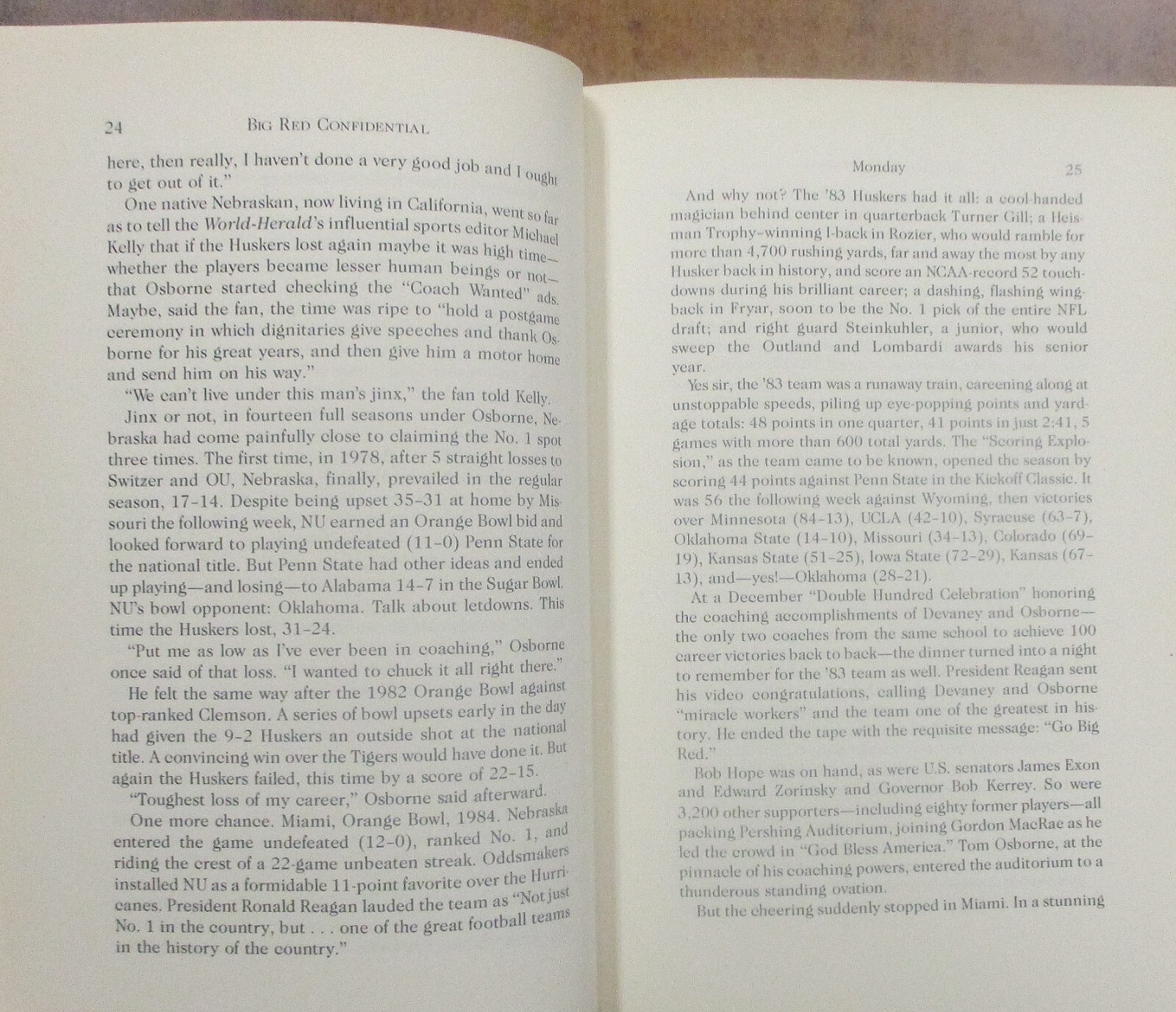 “Big Red Confidential” Inside Nebraska Football – Hardcover Book (1989)