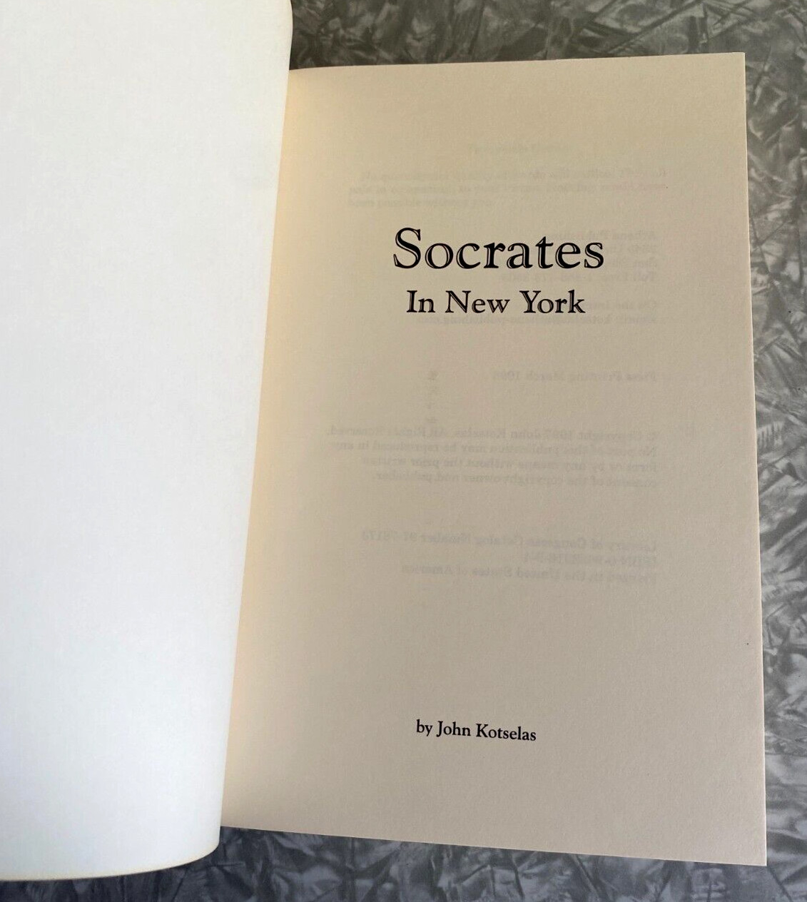 Socrates in New York John Kotselas Paperback 1998 1st Printing Athena First