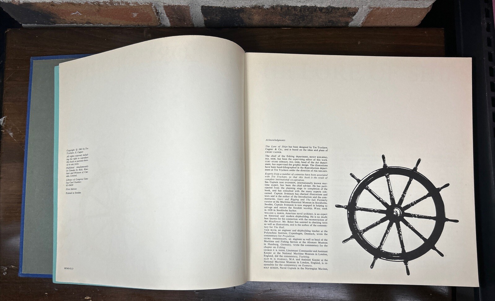 THE LORE OF SHIPS Tre Tryckare ~1963 Hardcover First Edition Printed in Sweden