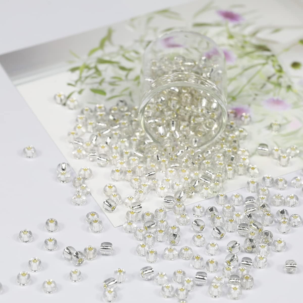 Clear Silver Lined Color 4mm Seed Beads About 1200pcs/100Grams in Bag, 6/0 Glass