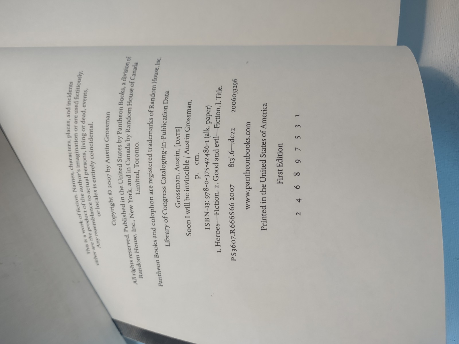 Soon I Will Be Invincible, Austin Grossman Advance Reader’s Edition