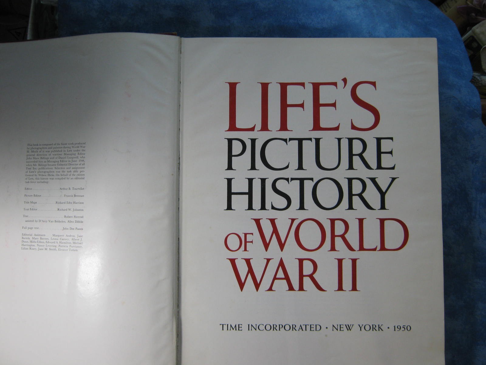Vtg LIFE’S PICTURE HISTORY OF WORLD WAR II Time Inc. Illustrated HC 1950 GOOD