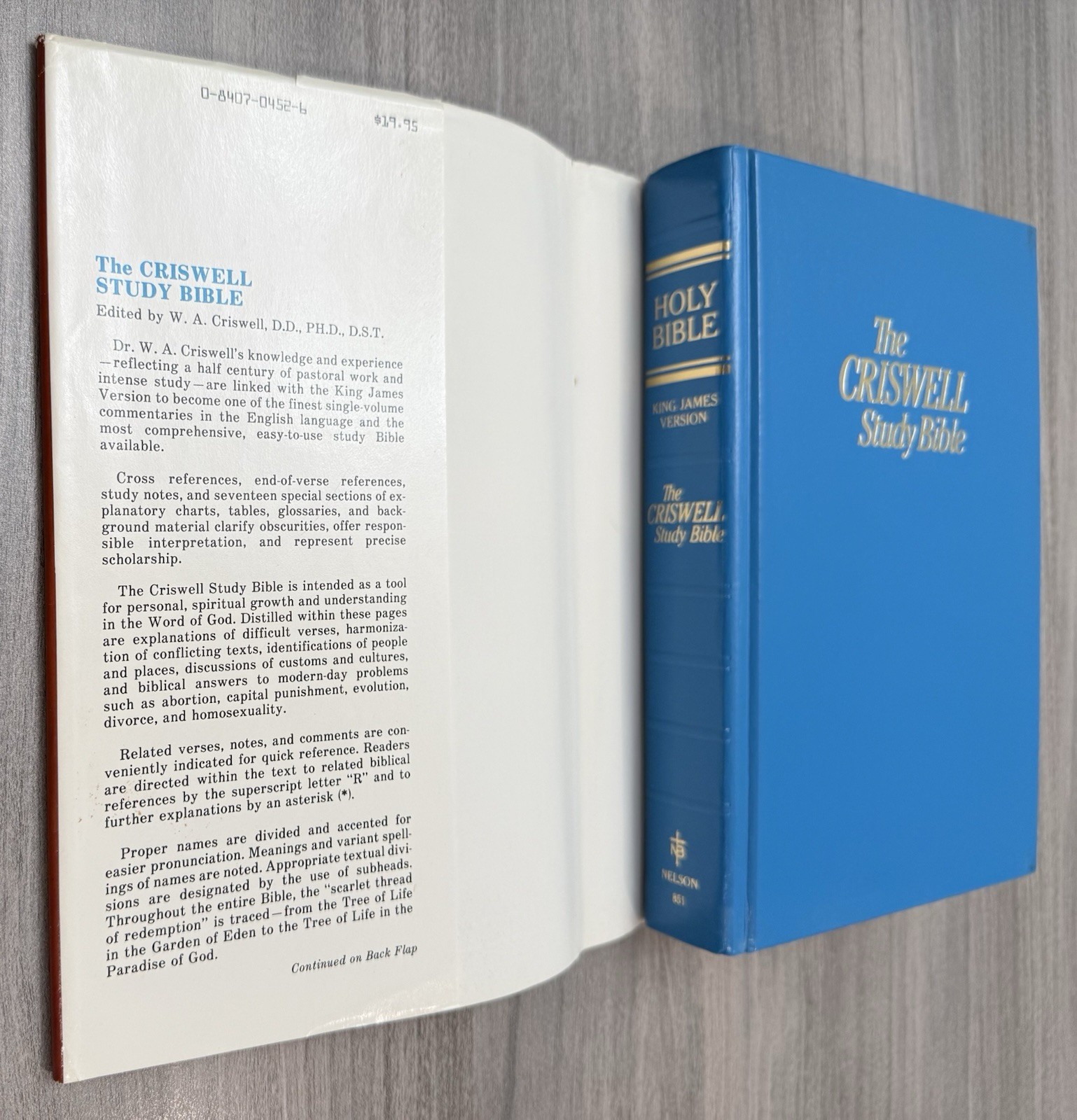 Criswell Study Bible 1979 Thumb Indexed; Blue Hardcover Dust Jacket; Nelson 851