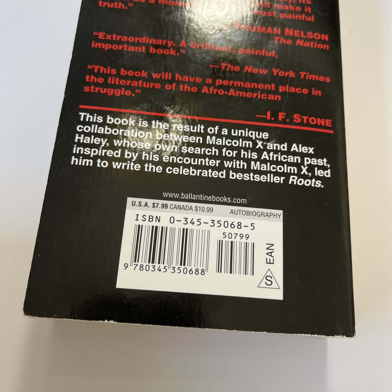 The Autobiography of Malcom x as Told to Alex Haley| PB| 1999| Acceptable