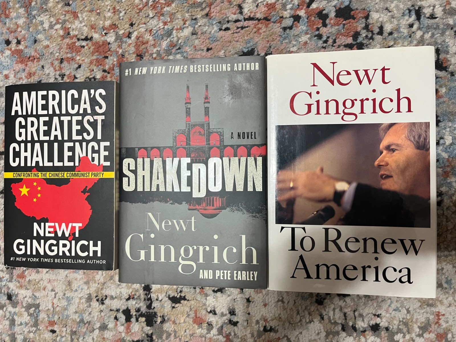 Lot of 3 NEWT GINGRICH Books: Amer.Greatest Challenge/To Renew Amer./Shakedown