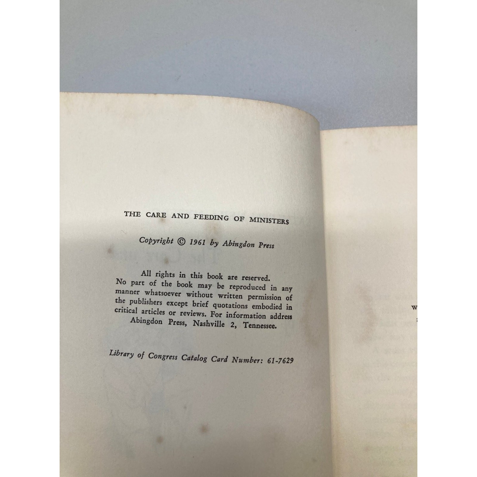 The Care and Feeding of Ministers Kathleen Neill Nyberg 1961 Abingdon Press