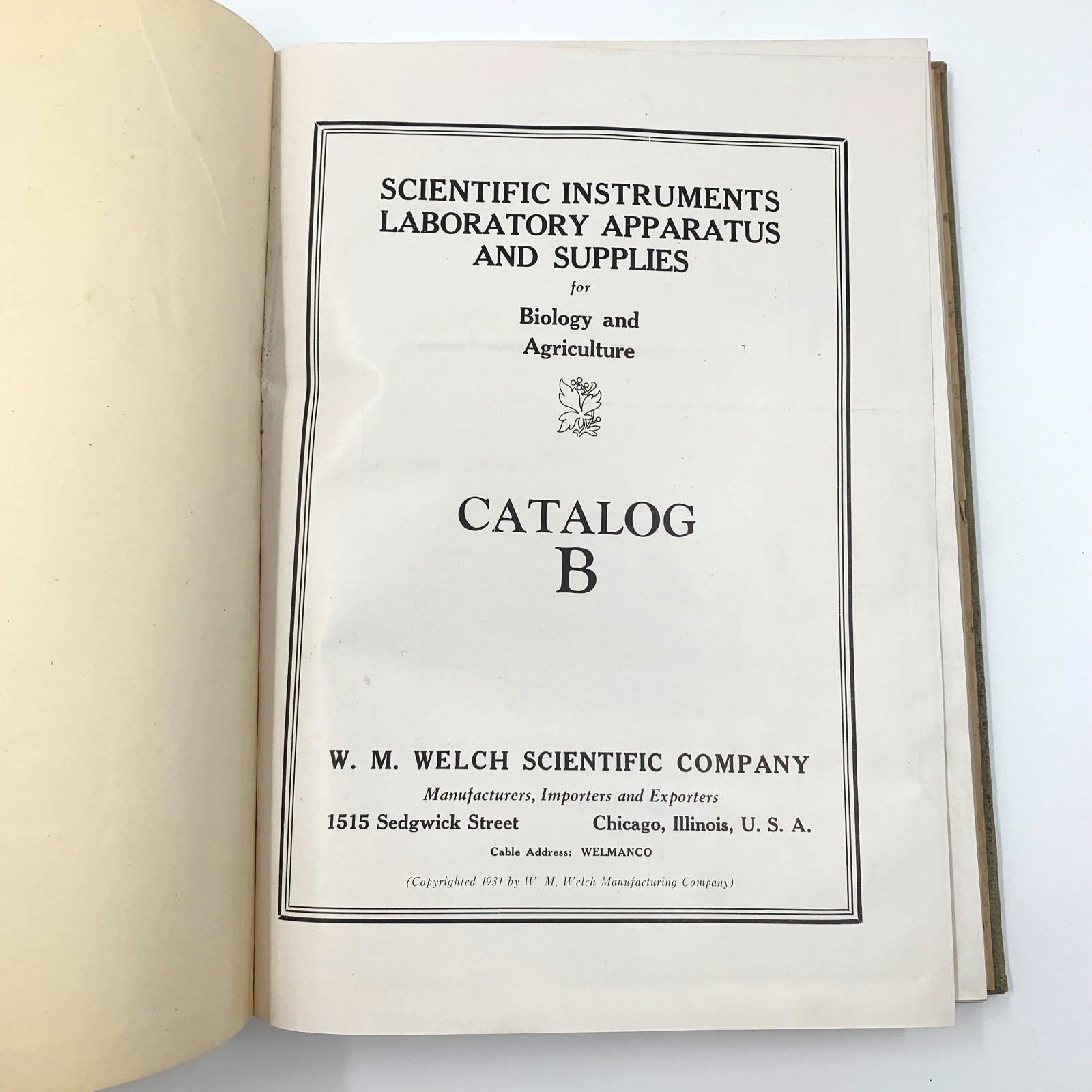 Welch 1880 Fifty Years of Service to Schools 1931 Catalog B Biological Equipment