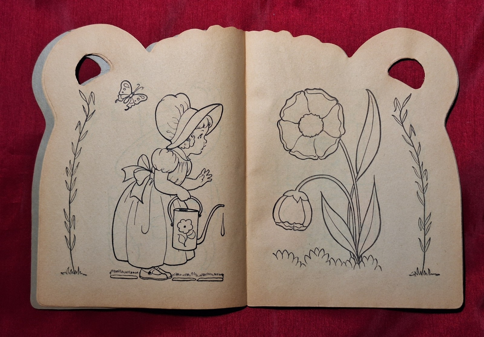 Vintage Saalfield Coloring Book LITTLE JUG COLOR & CARRY 28 Pages Handle, 1950s