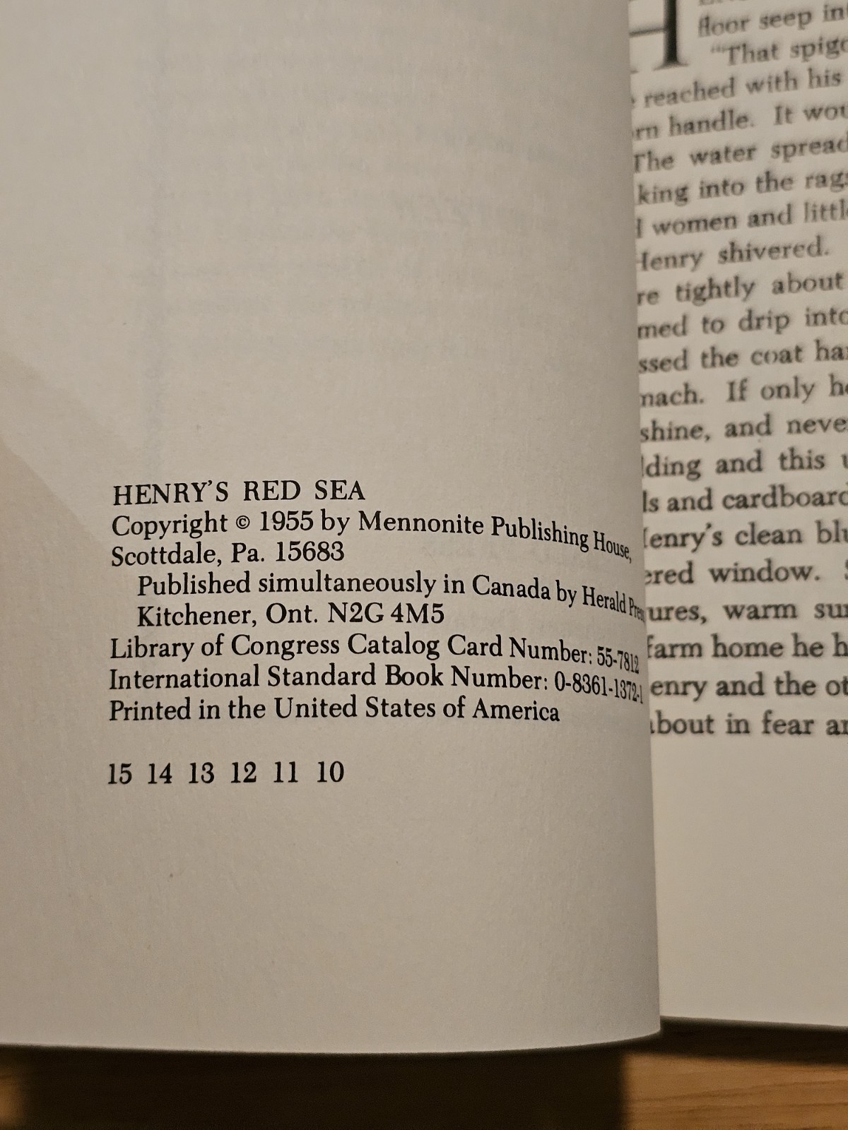 Henry’s Red Sea by Barbara Smucker PB 1955 Herald Press Very Mennonite Very Good