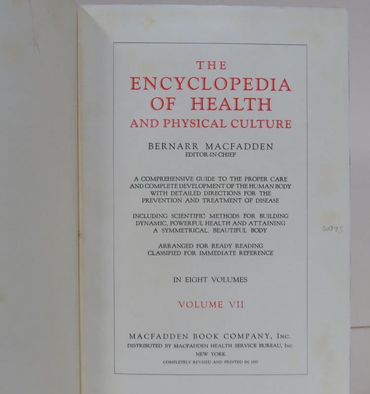 Encyclopedia Of Health & Physical Culture HC Macfadden 1937 -U CHOOSE THE VOLUME