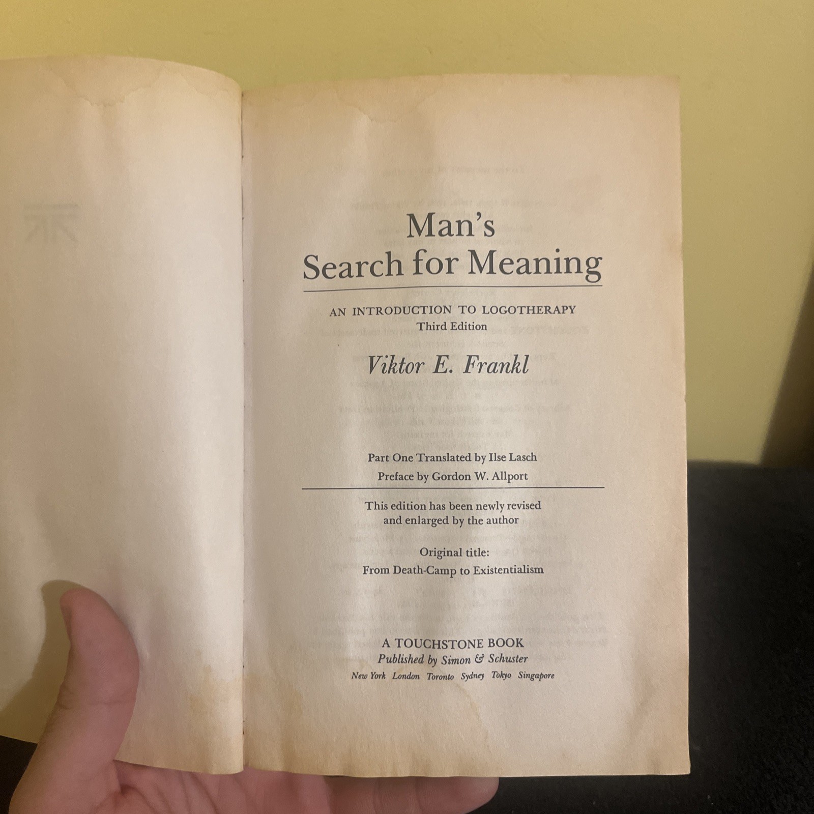 Viktor Frankl Man’s Search For Meaning Paperback Book
