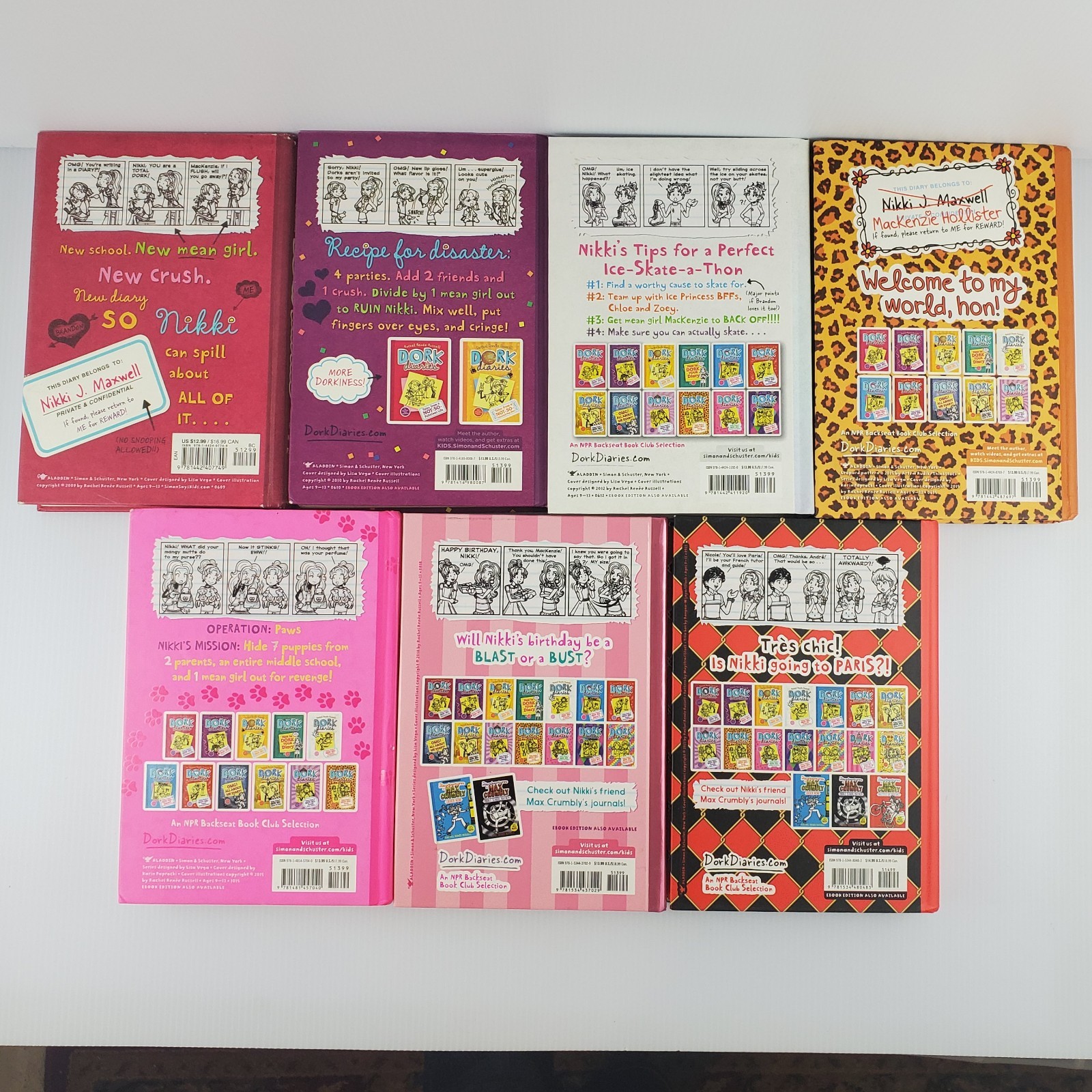 Lot of 7 Dork Diaries by Rachel Renee Russell Hardcover 1 2 4 9 10 13 15