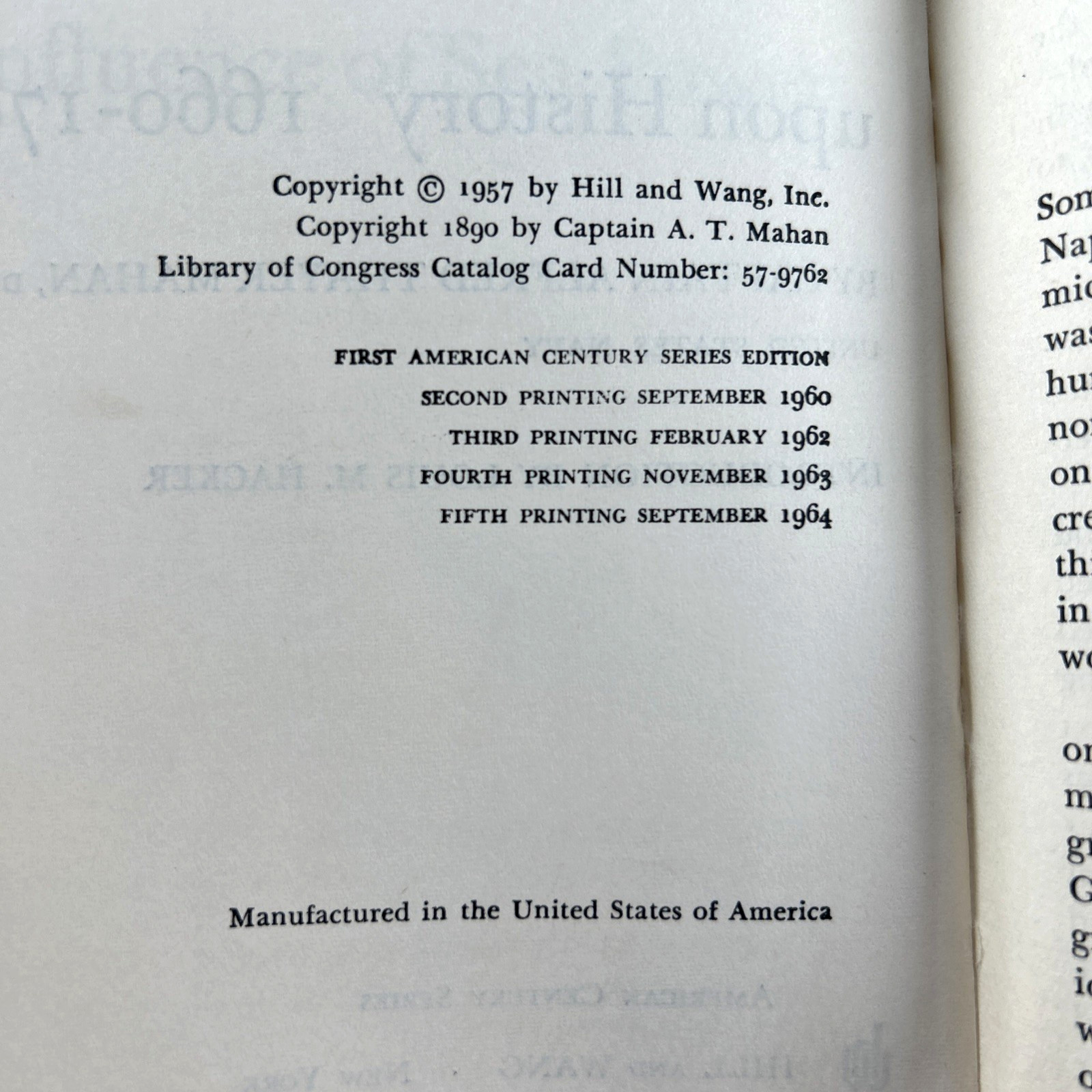 The Influence of Seapower Upon History by A.T. Mahan 1st American Series Ed 1957