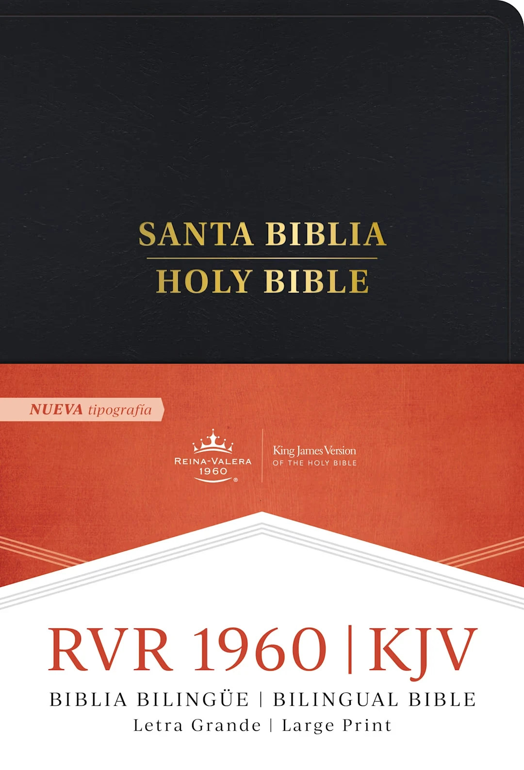 Biblia bilingüe RVR 1960/ KJV Letra Grande | Imitacion Piel Negro Con Indice