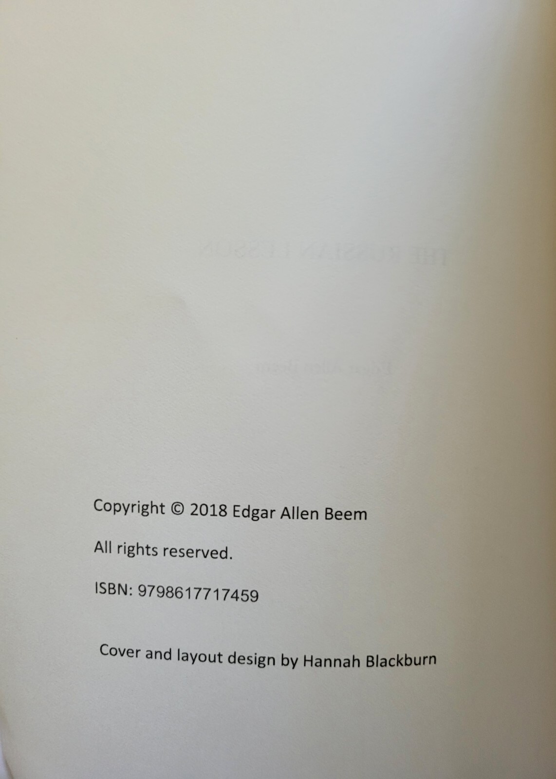 Autographed THE RUSSIAN LESSON by Edgar Allen Beem, 2018 Privately Published
