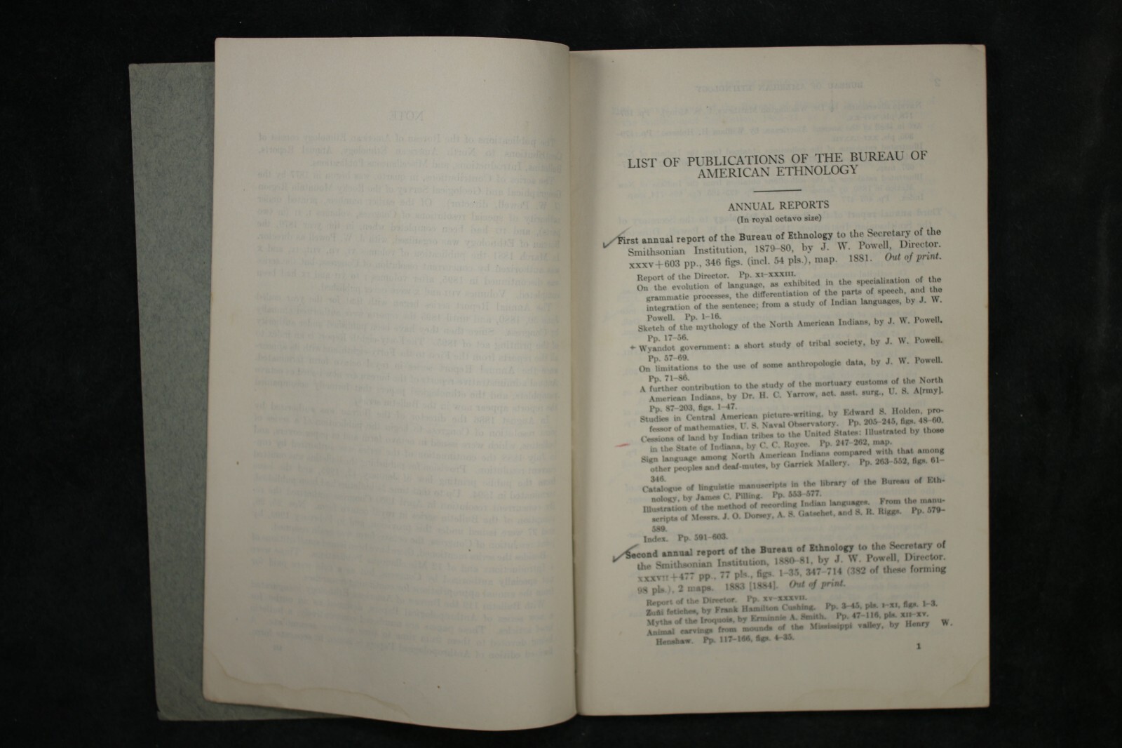 Bureau of American Ethnology Smithsonian Institution List of Publications 1944