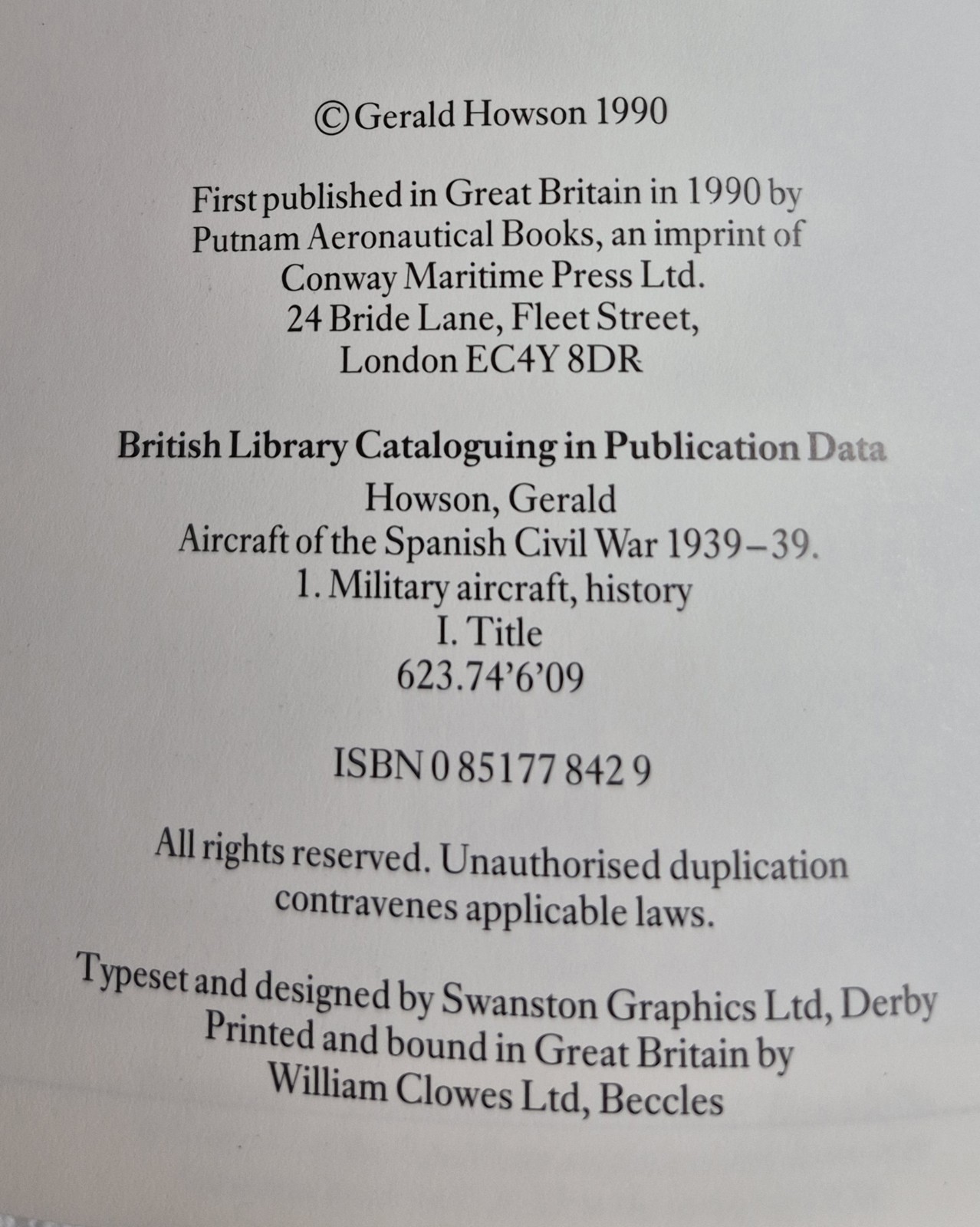 Aircraft of the Spanish Civil War, 1936-1939 (Gerald Howson • 1990)