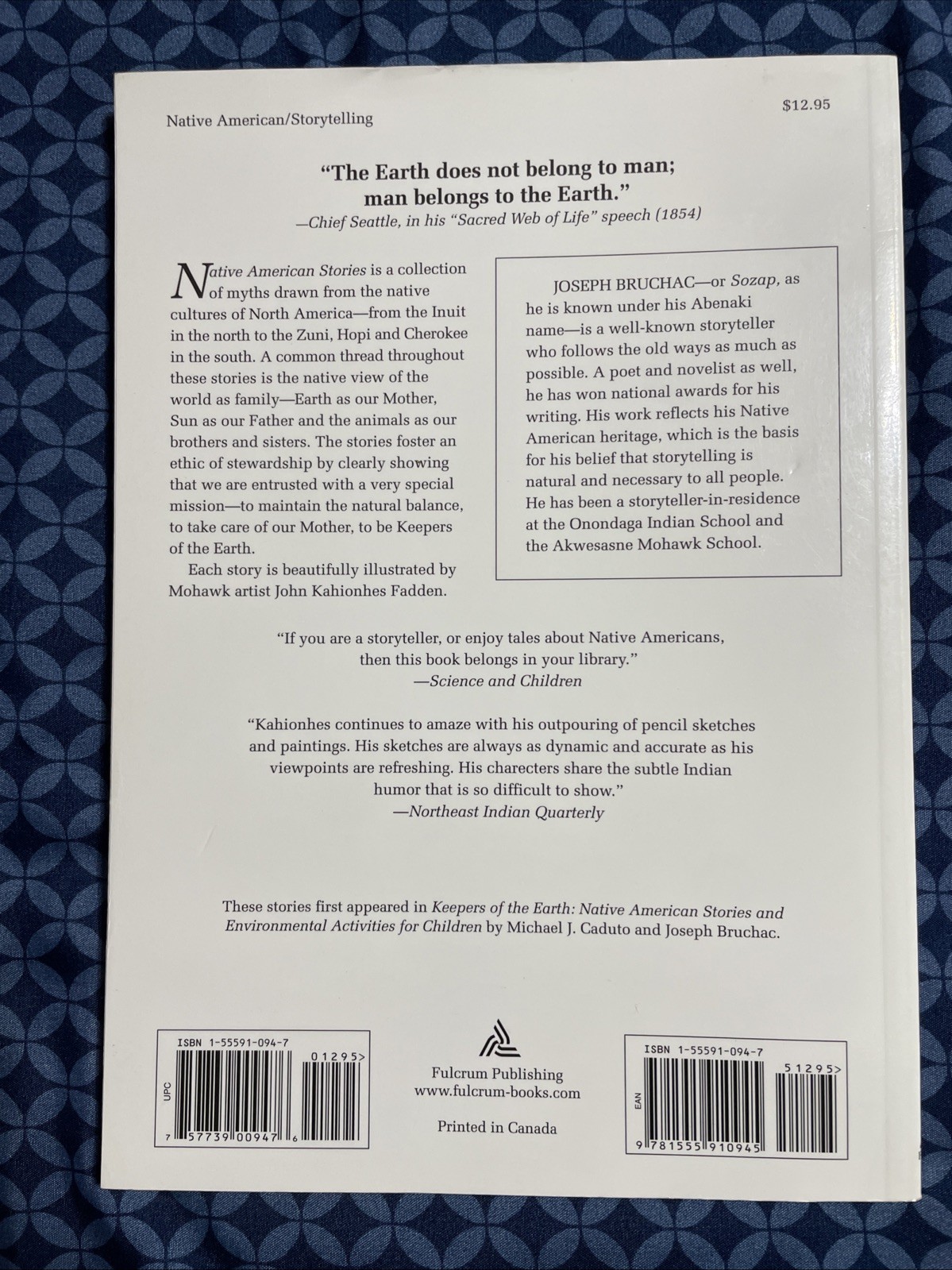 Native American Stories Told By Joseph Bruchac 1991 Paperback Brand New Book