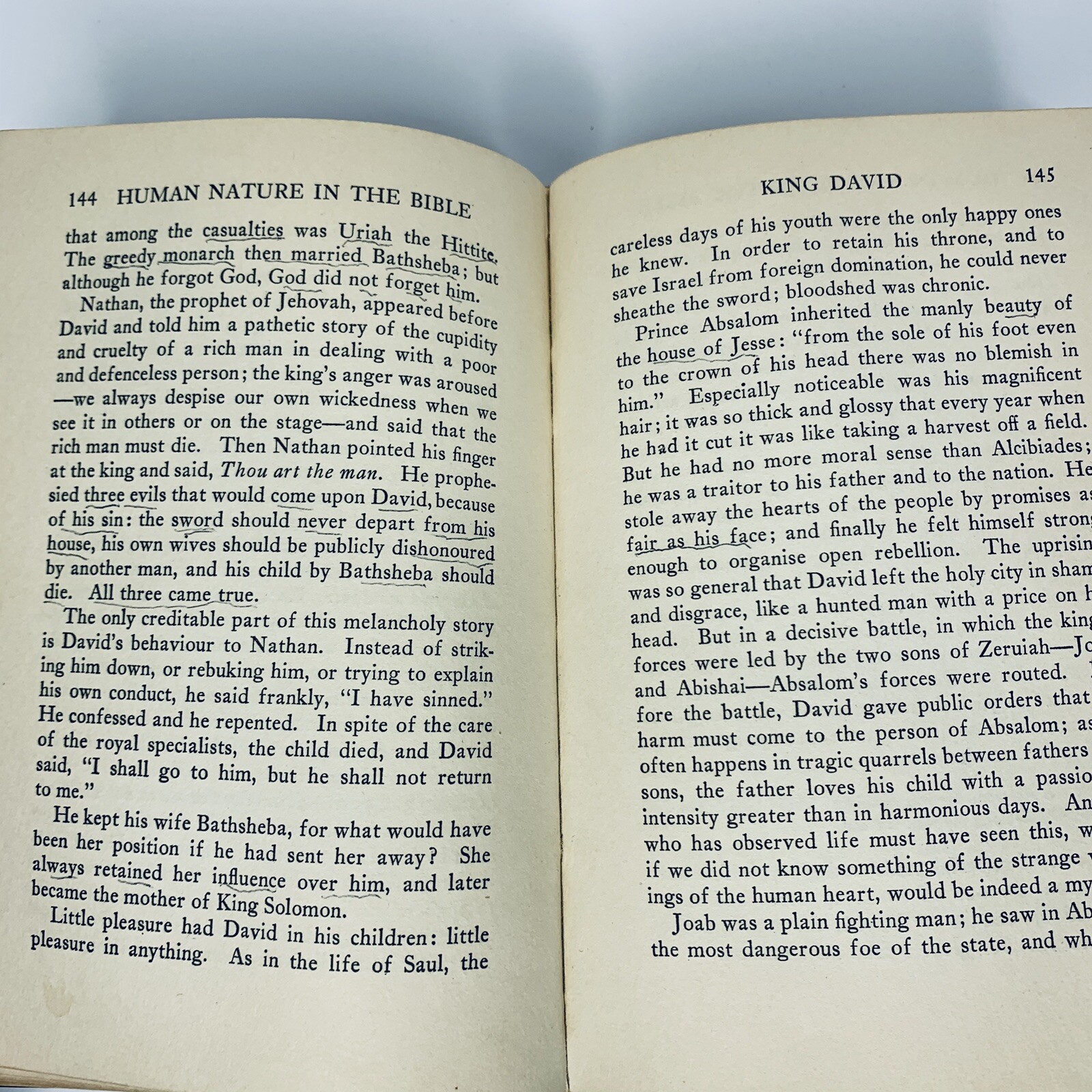 Human Nature In The Bible, William Lyon Phelps 1923 Rare Book