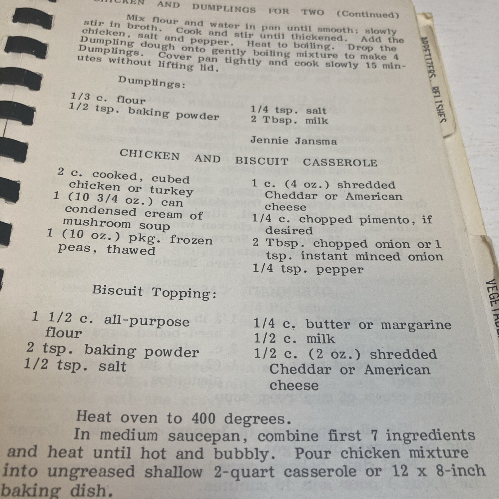 Cherished Recipes Ringbound CookBook Evangelical Church Women Broadview, MT