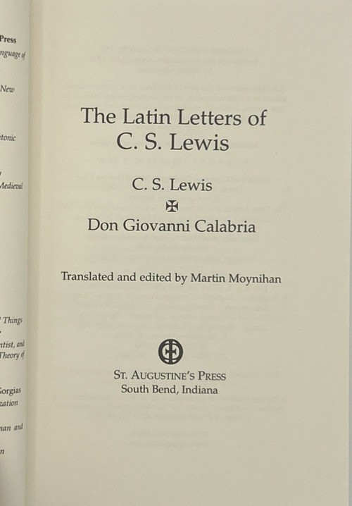 The Latin Letters of C. S. Lewis (1998 Paper) Text Translation Christian Oxford