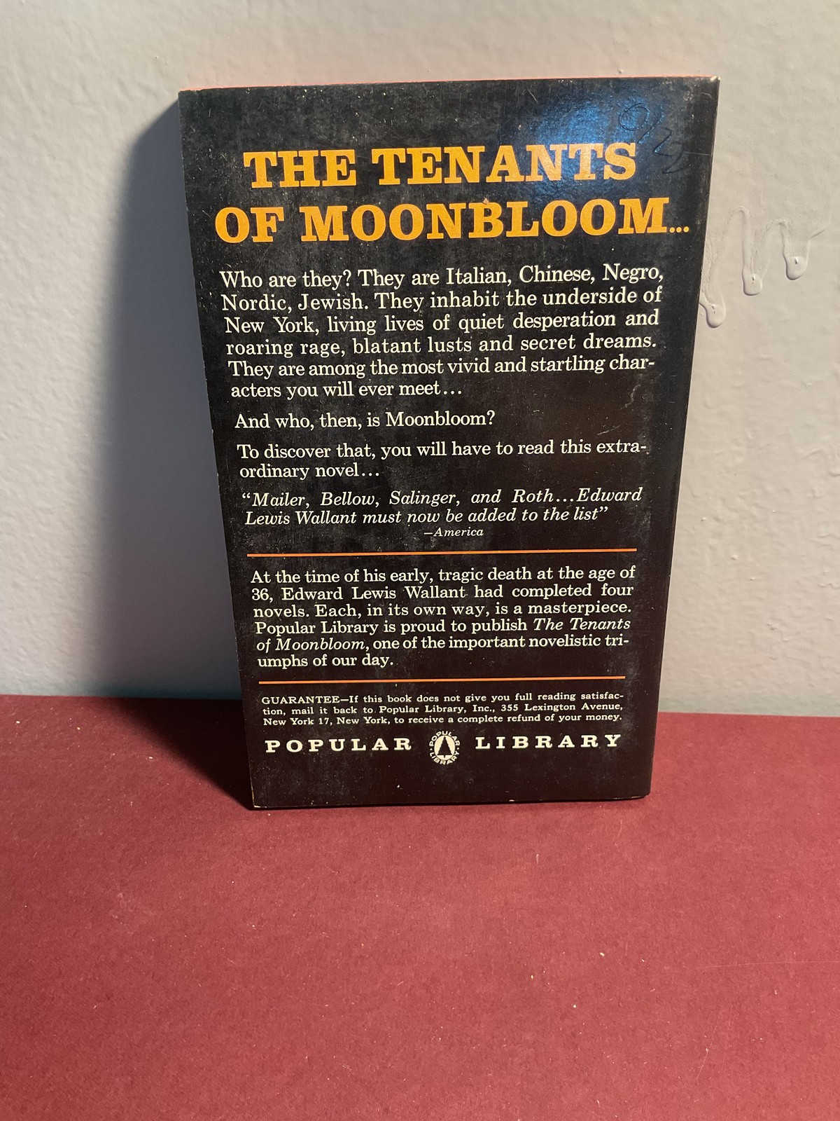 The Tenants of Moonbloom Edward Lewis Wallant Popular Library SP340 Vintage