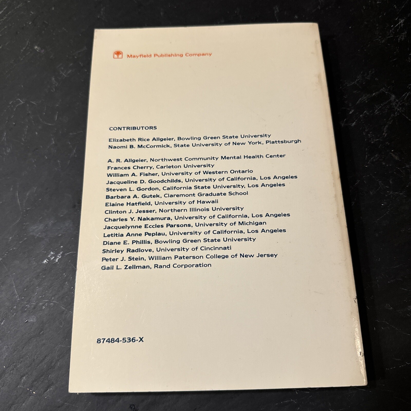 CHANGING BOUNDARIES: GENDER ROLES AND SEXUAL BEHAVIOR Allgeier McCormick