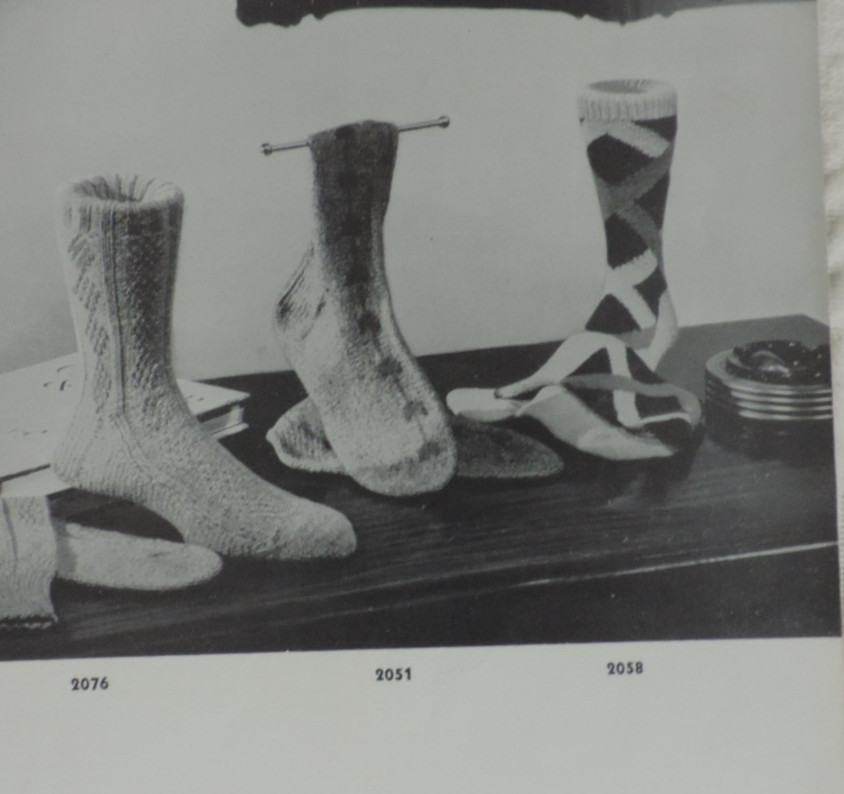 2 Knitting Socks Magazines #20/#340 Women/Men/Child Slippers/Sweater 1950s