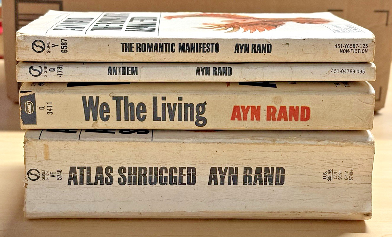 Ayn Rand Vintage Signet Paperback Book Lot of 4 Atlas Shrugged Anthem Fiction