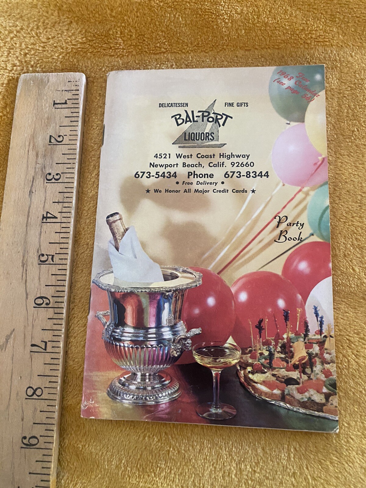 Vintage Advertising 1968 Bal-Port Wine & Liquors Party Book Calendar Newport CAL