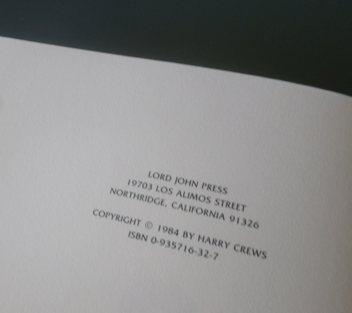 2 by Crews – 1984 hardcover – SIGNED by Harry Crews