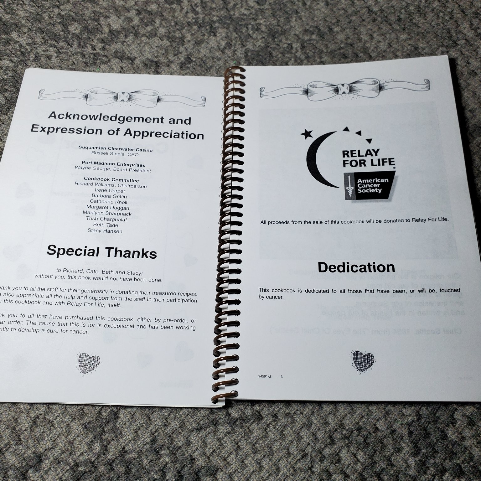 Cooking for a Cure 2008 Charity Cookbook Morris Press Recipes Spiral-bound