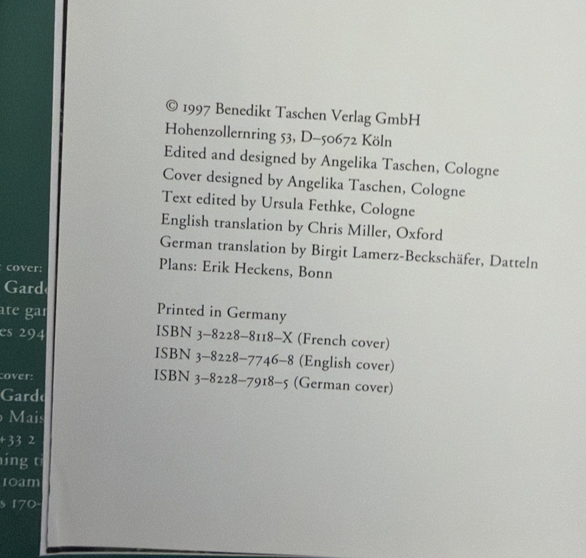 Gardens in France Taschen Hardcover 1997 English French German Illustrated