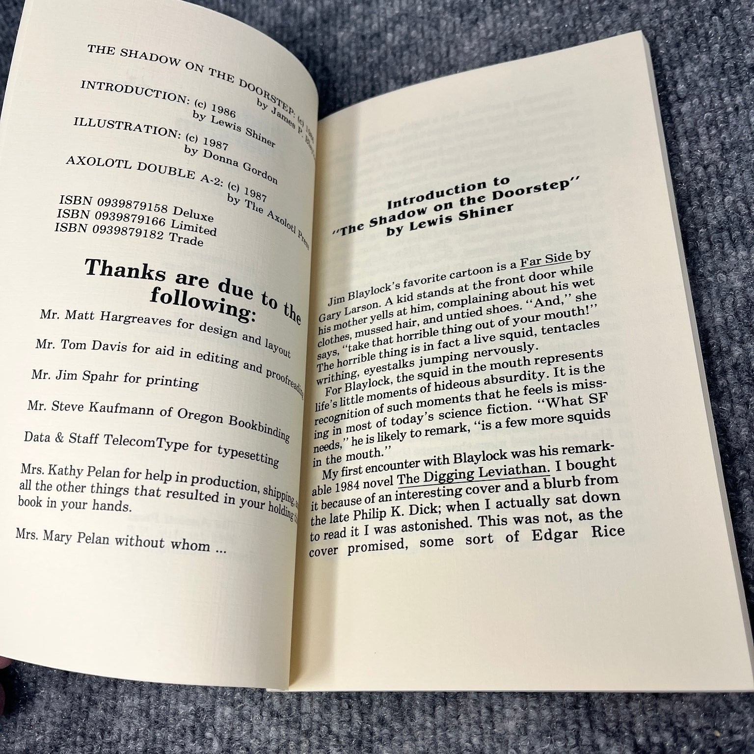 Double Trilobyte Shadow on Doorstep Signed James Blaylock & Edward Bryant: