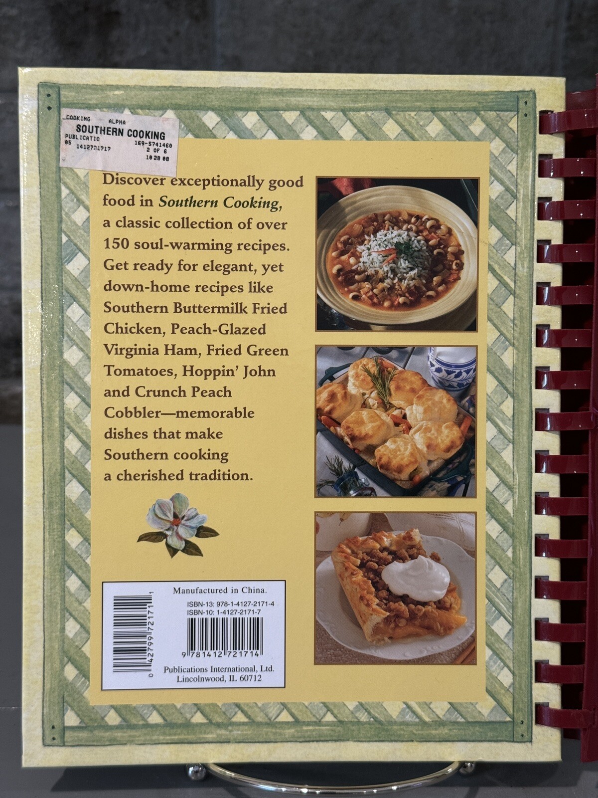 2005 Southern Cooking COOKBOOK Recipes Hardcover Spiral Bound 223 Pages
