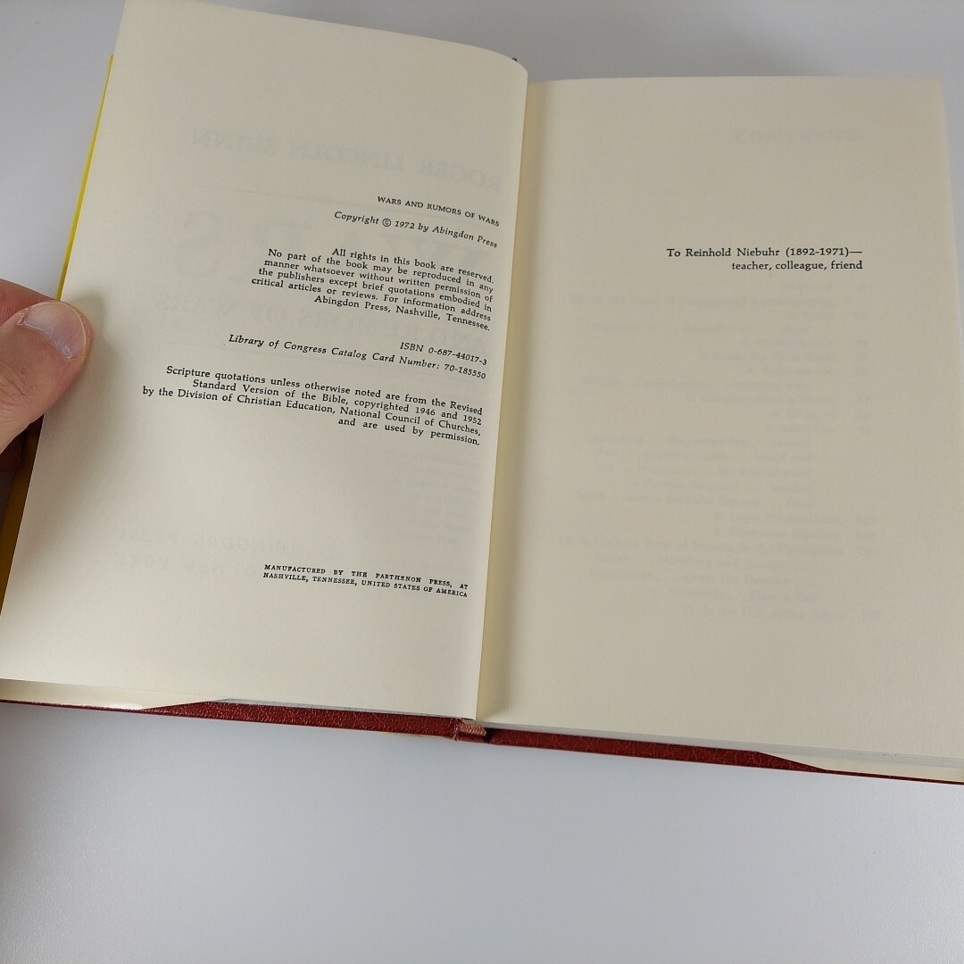 Wars and Rumors of Wars by Roger L. Shinn 1972 Abingdon Press HCDJ
